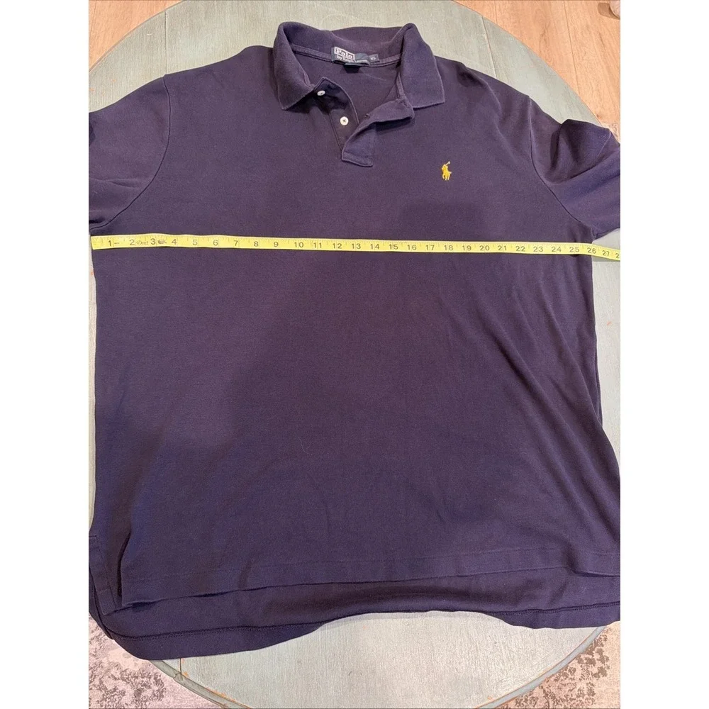Polo Ralph Lauren Long Sleeve Polo Shirt XL Navy Blue Yellow Pony Cotton